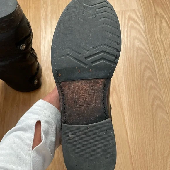 FRYE Veronica VTG BLACK LEATHER Shortie Boots Size 8 - Picture 12 of 16